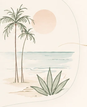 Florida coastal palms and sea